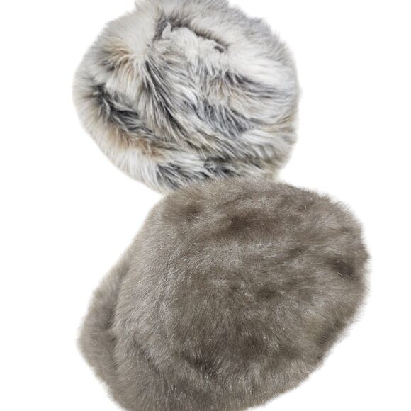 FAUX FUR Bucket Hats Lot of 2 Cossack Hats Vintage Sears Mob Wife Elegant Cozy - Picture 2 of 7